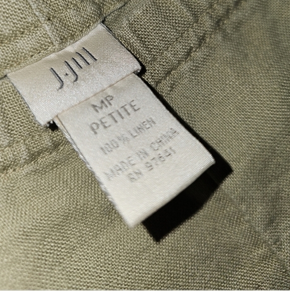 J.Jill 100% Linen Crop Pull on Boho Cottagecore Pants Prairie Granola Med Petite - Picture 3 of 6